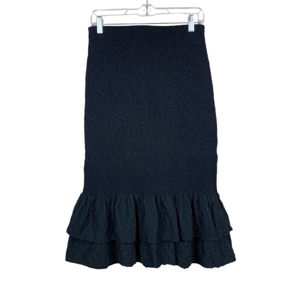 $90 NWT Abercrombie & Fitch ultra high rise skirt smocked eyelet MIDI skirt S